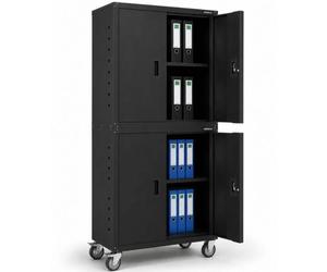 AREBOS Armoire de Bureau Armoire de classement Armoire de Rangement 2 étagères réglables en Hauteur 180x90x40cm Noir