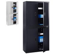 AREBOS Armoire de Bureau en Acier 4 étagères réglables (180x90x40cm) avec roulettes, Noir