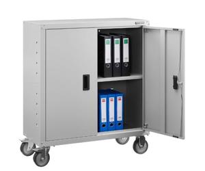 AREBOS Armoire de Bureau en Acier Robuste avec roulettes | 105x40x90 cm | Grande capacité de Rangement avec étagères réglables en Hauteur | Idéal pour Fournitures, dossiers et Archives | Gris