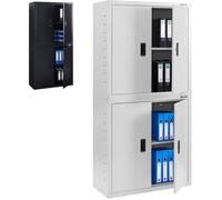 AREBOS Armoire de classement | Armoire de Bureau | Armoire de Rangement | 4 étagères réglables en Hauteur | 180x90x40cm | Gris