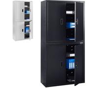 AREBOS Armoire de Bureau en Acier 4 étagères réglables (180x90x40cm) avec roulettes, Noir