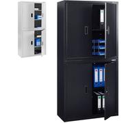 AREBOS Armoire de classement | Armoire de Bureau | Armoire de Rangement | 4 étagères réglables en Hauteur | 180x90x40cm | Noir