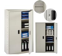 AREBOS Armoire Métal Verrouillable 140x90x40 cm Gris avec 3 Étagères Garage