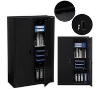 AREBOS Armoire Métal Verrouillable 140x90x40 cm Noire avec 3 Étagères Garage