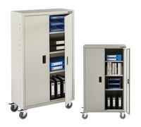 AREBOS Armoire Métal Verrouillable 155x90x40 cm Roulettes Gris Bureau Garage