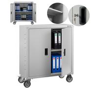 AREBOS Armoire Métal Verrouillable 90x90x40 cm avec Roulettes Gris Bureau Garage