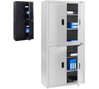 AREBOS Armoire métallique verrouillable 180x90x40 cm, 4 étagères réglables, acier thermolaqué bureau garage atelier Gris