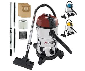 AREBOS Aspirateur Industriel | Aspirateur Eau et Poussière | Aspirateur Sec et Humide | 5en1 | 1300W | 30L | Acier Inoxydable | Fonction de soufflage | Rouge