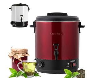 Arebos Autocuiseur automatique 1800 W | 28 l | avec minuterie, thermostat et protection contre la surchauffe | réglable en continu de 30 à 110 °C | Avec pelle et entonnoir de conservation | Rouge