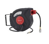 AREBOS Avvolgitubo da parete con riavvolgimento automatico e rotazione a 180° - ideale per garage, giardino e officina.