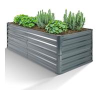 AREBOS Bac à légumes surélevé en acier galvanisé 180x90x45 cm | Bac à légumes rectangulaire | Inoxydable, durable, idéal pour les légumes & herbes aromatiques