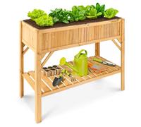 AREBOS Bac surélevé en bois avec casier de rangement | pour jardin, balcon & terrasse | Intérieur équipé d'un voile de protection | 119x53x90 cm pour légumes & fleurs
