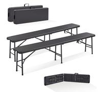 AREBOS Banc de Brasserie Pliable 2X avec poignée | 183 x 28 x 43 cm | Banc Pliant pour Jardin, Camping, fête, terrasse | Set de 2 bancs Robustes et transportables | Couleur Anthracite