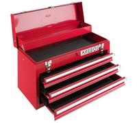 AREBOS Boîte à outils avec 3 tiroirs et 2 compartiments de rangement | Rouge | Coffret à Outils | Tapis antidérapants