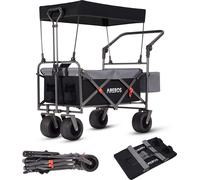 AREBOS Bollerwagen pliable avec toit Noir | Luxe, sac XXL, roues 360