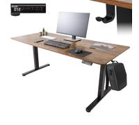 AREBOS Bureau à hauteur réglable électriquement 180x80 cm | Fonction mémoire | Table d'ordinateur réglable 72-118 cm | Table de bureau | Table debout | Marron