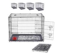 Arebos Cage pour chien 63 x 45 x 51 cm, pliable, caisse de transport pour chien avec 2 portes, cage pour chien pour la maison, taille S, noire