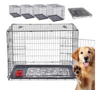 Arebos Cage pour Chien 77,5 x 53 x 59 cm | Cage de Transport Pliable pour Voiture et Maison | 2 Portes | Facile à Plier et Transporter | Idéale pour Chiens Moyens à Grands