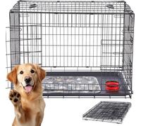 AREBOS Caisse pour chien pliable 63x45x51 cm - cage pour chien stable avec 2 portes, roulettes & verrouillage de sécurité, caisse de transport pliable pour voiture & maison