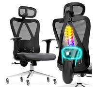 AREBOS Chaise de bureau ergonomique, chaise de bureau avec appui-tête réglable