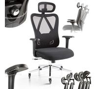 Arebos Chaise de Bureau Ergonomique | Chaise de Bureau avec Appui-tête réglable 3D, accoudoirs 3D, Support Lombaire 2D, Fonction pivotante | Chaise pivotante en Maille | Support Dorsal | Poids 136 kg