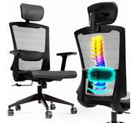 Arebos Chaise de Bureau Ergonomique | Chaise de Bureau avec Appui-tête réglable, accoudoirs, Support Lombaire, Fonction pivotante | Chaise pivotante en Maille | Support Dorsal | Poids 136 kg