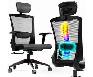 AREBOS Chaise de Bureau Ergonomique | Chaise de Bureau avec Appui-tête réglable, accoudoirs, Support Lombaire, Fonction pivotante | Chaise pivotante en Maille | Support Dorsal | Poids 136 kg