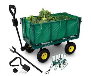 Arebos Chariot à Bras | Chariot de Jardin | avec pneus profilés | Charge Max. 550kg | Pliable | Vert | bâche Amovible | poignée et Timon Inclus | Chariot Plate-Forme