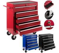 AREBOS Chariot à outils robuste avec 5 tiroirs spacieux, roulettes pivotantes avec freins, plan de travail résistant