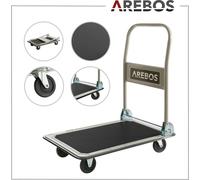 AREBOS Chariot à plate-forme Chariot de transport jusqu'à 150 kg, pliable, chariot de transport, aide au transport avec roues pivotantes, chariot d'atelier, revêtement antidérapant