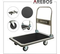 AREBOS Chariot à plate-forme Chariot de transport jusqu'à 300 kg, pliable, chariot de transport, aide au transport avec roues pivotantes, chariot d'atelier, revêtement antidérapant