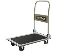 AREBOS Chariot à plate-forme pliable 150 kg - structure acier, roues pivotantes 360°, surface antidérapante, compact et léger