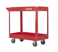 AREBOS Chariot d’atelier en acier - 2 plateaux, charge 100 kg, 4 roulettes, mobile, robuste, pour garage, maison ou atelier