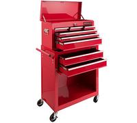 AREBOS Chariot d'atelier 9 Compartiments | Tapis antidérapants Inclus | Coffre Mobile et Amovible | Verrouillage centralisé | roulements à Billes | Freins de stationnement Inclus | Bleu-Noir