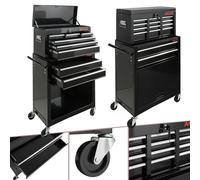 AREBOS Chariot d'atelier, chariot à outils, boîte à outils, 9 compartiments