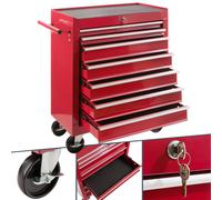 AREBOS Chariot d'Atelier Chariot à Outils Chariot Boîte à Outils 7 Tiroirs Rouge
