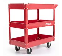 Arebos Chariot Servante d’Atelier | 2 pièces | Chariot à Outil | 3 Compartiments | Capacité de Charge Jusqu’à 100 kg | Rouge | Acier