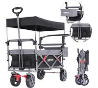 AREBOS Chariot de transport 100 kg | Pliable avec toit & sac de transport Noir-Gris
