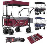 Arebos Chariot de Transport Pliable avec Toit | Chariot de Luxe | Chariot de Transport | Pliable | Chariot à Outils | Sac XXL | capacité de Charge de 100 kg | Rouge