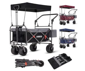 Arebos Chariot de Transport Pliable avec Toit | Chariot de Luxe | Chariot de Transport | Pliable | Chariot à Main de Luxe | Chariot à Outils | Sac XXL | capacité de Charge de 100 kg | Noir