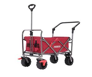 Arebos Chariot de Transport Pliable | Chariot à Main | Diable de Transport Chariot d'outillage avec 2 Poches en Filet et Une Poche extérieure | Pliable | Jusqu'à 100 kg de capacité de Charge | Rouge
