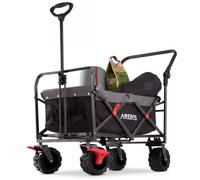 AREBOS chariot pliable avec 2 poches filet, freins avant et barre télescopique