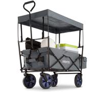 Arebos Chariot Pliable avec Toit | Chariot de Transport | 2X Poches en Filet et 1x Poche extérieure | Pliable | pneus Pleins en Caoutchouc | Poche XXL | capacité de Charge de 70 kg | Gris