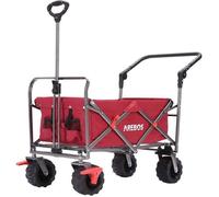Arebos Chariot de Transport Pliable | Chariot à Main | Diable de Transport Chariot d'outillage avec 2 Poches en Filet et Une Poche extérieure | Pliable | Jusqu'à 100 kg de capacité de Charge | Rouge