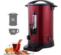 AREBOS Chaudière à vin chaud 1650 W, machine à mettre en conserve, distributeur de boissons chaudes, 20 L, avec bac de récupération, robinet de sortie, thermostat et protection contre la surchauffe, r