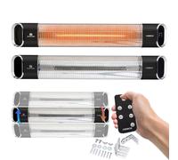 AREBOS Chauffage infrarouge 2000 W, avec télécommande, 2 niveaux de chauffage, inclinaison 60°, radiateur de chaleur, chauffage de terrasse, radiateur de plafond, noir
