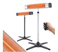 AREBOS Chauffage radiant infrarouge 2000 W avec télécommande et support réglable en hauteur argenté