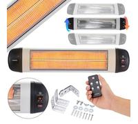 AREBOS Chauffage radiant infrarouge 2500 W Radiateur terrasse télécommande 3 réglages de chaleur inclination 90° argenté