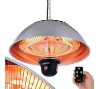 AREBOS Chauffage radiant infrarouge de plafond 1500 W, avec télécommande, chauffage radiant avec 3 niveaux de chauffage, chauffage de balcon, chauffage de tente, chauffage de terrasse, argenté