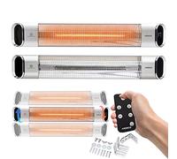 Arebos Chauffage radiant infrarouge | Radiateur électrique | 2000 W| télécommande | 2 niveaux de chaleur | inclinasion 60° | matériel de fixation | murale | affichage LED | argenté